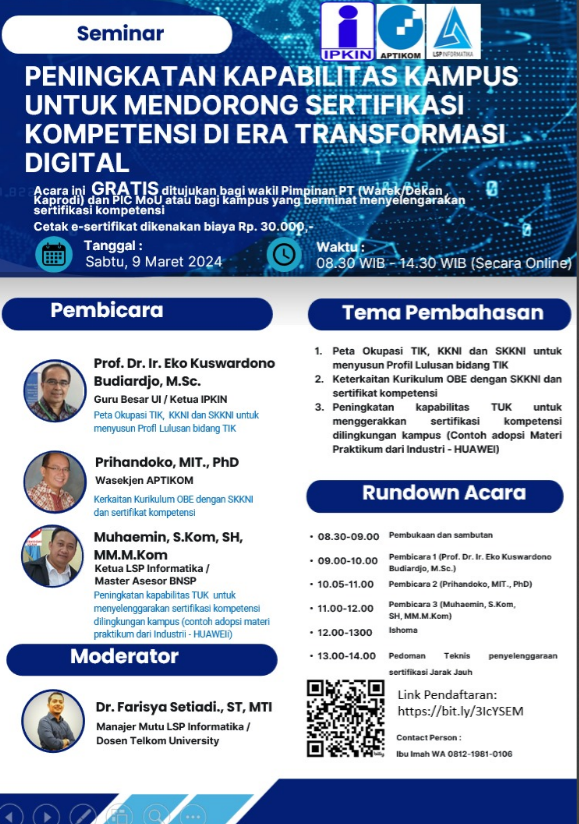 Seminar Peningkatan Kapabilitas Kampus Untuk Mendorong Sertifikasi Kompetensi